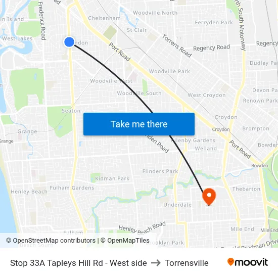Stop 33A Tapleys Hill Rd - West side to Torrensville map