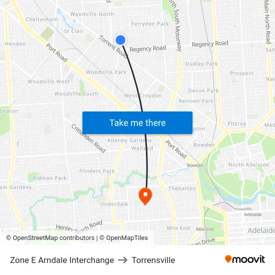 Zone E Arndale Interchange to Torrensville map