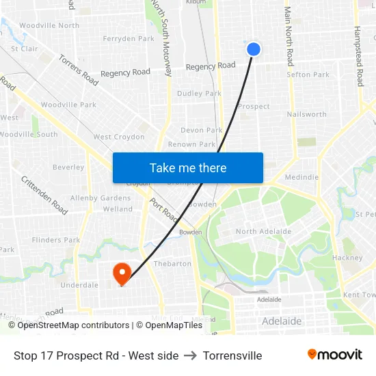 Stop 17 Prospect Rd - West side to Torrensville map