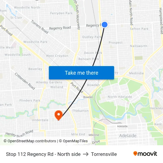Stop 112 Regency Rd - North side to Torrensville map