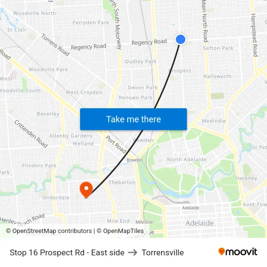 Stop 16 Prospect Rd - East side to Torrensville map