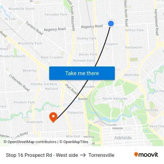 Stop 16 Prospect Rd - West side to Torrensville map