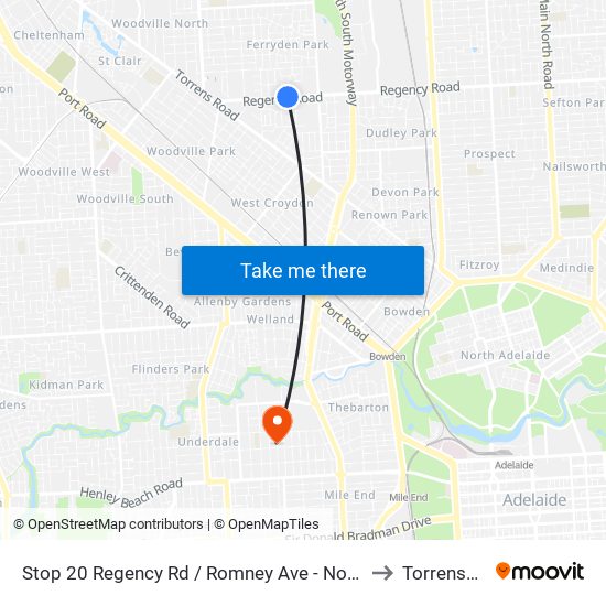 Stop 20 Regency Rd / Romney Ave - North side to Torrensville map