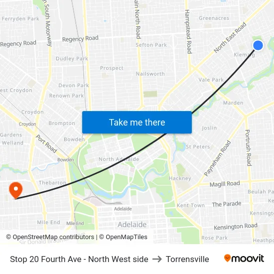 Stop 20 Fourth Ave - North West side to Torrensville map