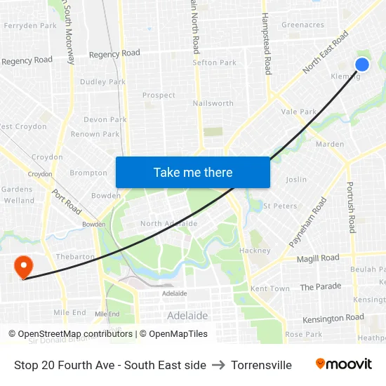 Stop 20 Fourth Ave - South East side to Torrensville map