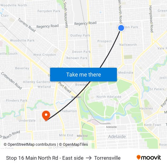 Stop 16 Main North Rd - East side to Torrensville map