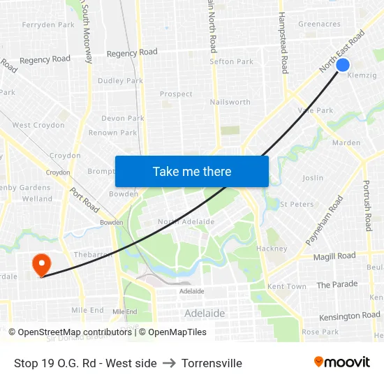 Stop 19 O.G. Rd - West side to Torrensville map