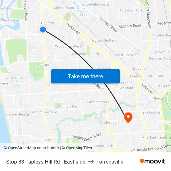 Stop 33 Tapleys Hill Rd - East side to Torrensville map