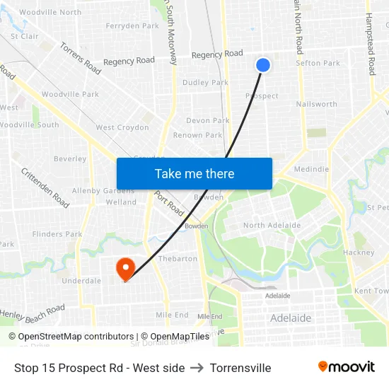 Stop 15 Prospect Rd - West side to Torrensville map