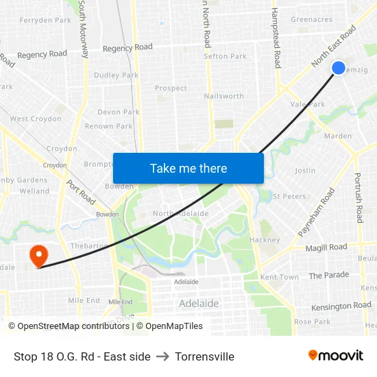 Stop 18 O.G. Rd - East side to Torrensville map