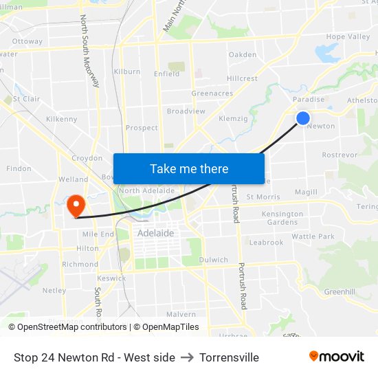 Stop 24 Newton Rd - West side to Torrensville map