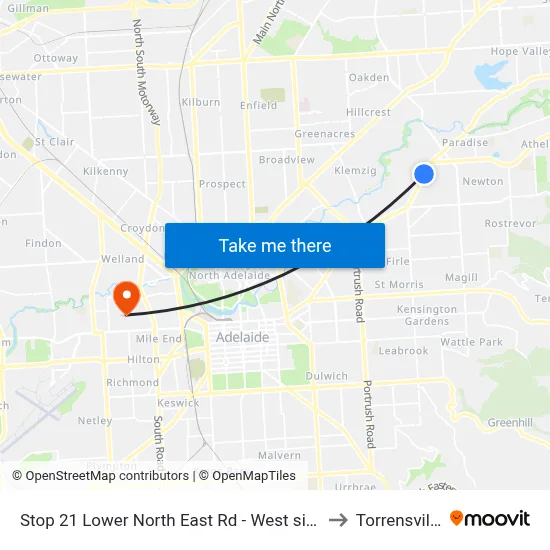 Stop 21 Lower North East Rd - West side to Torrensville map