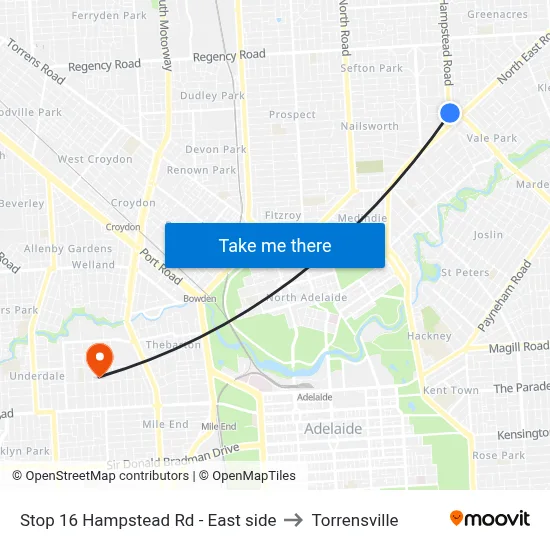 Stop 16 Hampstead Rd - East side to Torrensville map