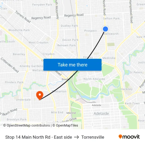 Stop 14 Main North Rd - East side to Torrensville map