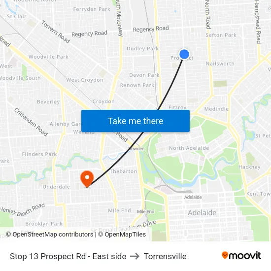 Stop 13 Prospect Rd - East side to Torrensville map