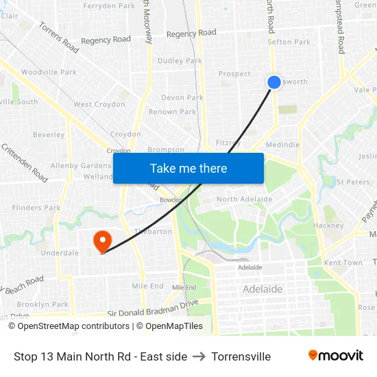 Stop 13 Main North Rd - East side to Torrensville map