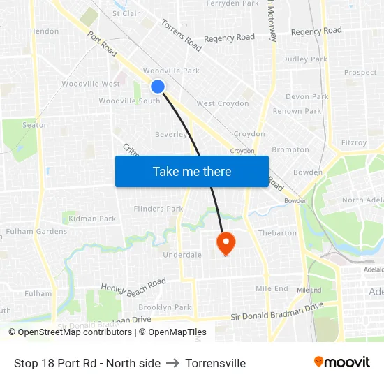 Stop 18 Port Rd - North side to Torrensville map