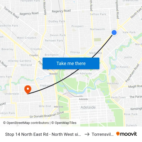 Stop 14 North East Rd - North West side to Torrensville map