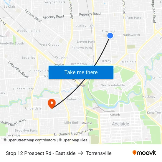 Stop 12 Prospect Rd - East side to Torrensville map