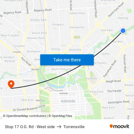 Stop 17 O.G. Rd - West side to Torrensville map
