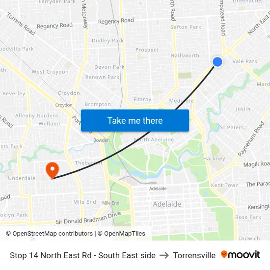 Stop 14 North East Rd - South East side to Torrensville map