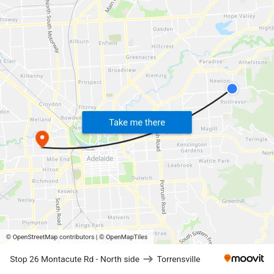 Stop 26 Montacute Rd - North side to Torrensville map