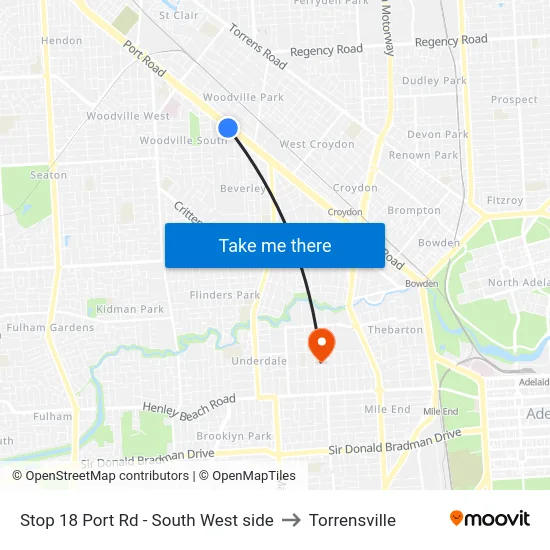 Stop 18 Port Rd - South West side to Torrensville map