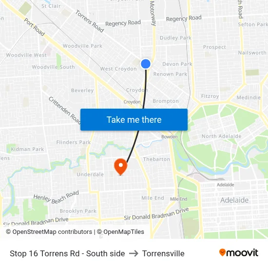 Stop 16 Torrens Rd - South side to Torrensville map
