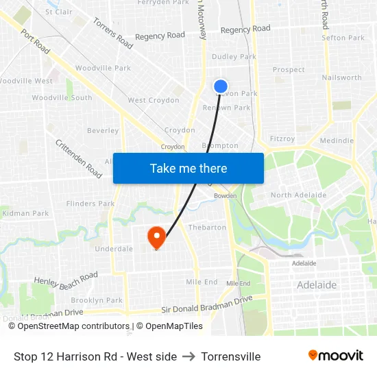 Stop 12 Harrison Rd - West side to Torrensville map