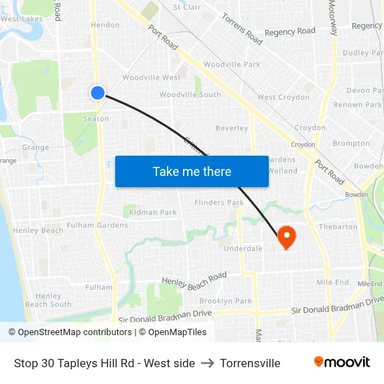 Stop 30 Tapleys Hill Rd - West side to Torrensville map