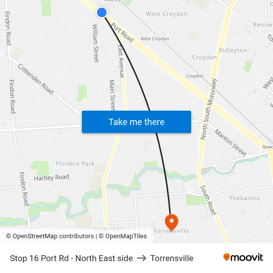 Stop 16 Port Rd - North East side to Torrensville map