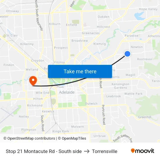 Stop 21 Montacute Rd - South side to Torrensville map