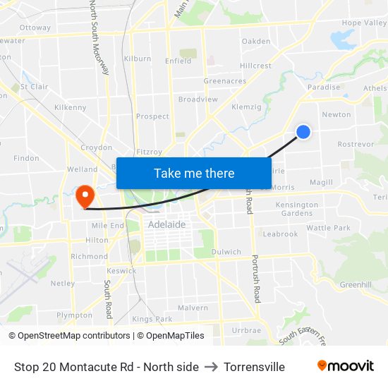 Stop 20 Montacute Rd - North side to Torrensville map