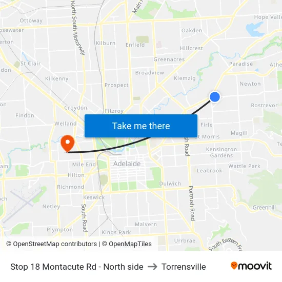 Stop 18 Montacute Rd - North side to Torrensville map