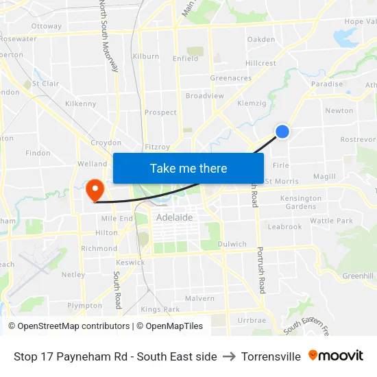 Stop 17 Payneham Rd - South East side to Torrensville map