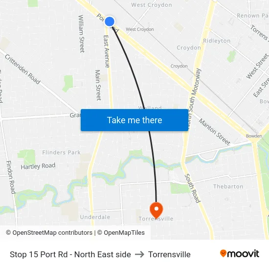 Stop 15 Port Rd - North East side to Torrensville map