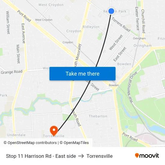 Stop 11 Harrison Rd - East side to Torrensville map