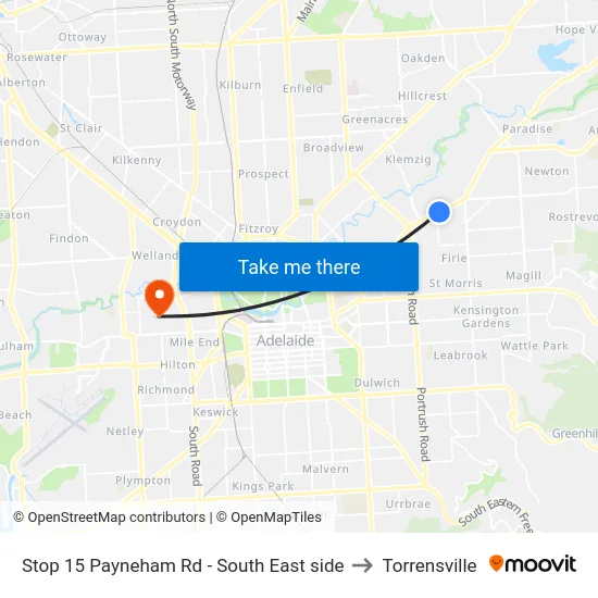 Stop 15 Payneham Rd - South East side to Torrensville map