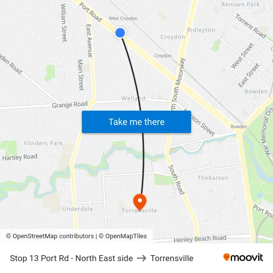 Stop 13 Port Rd - North East side to Torrensville map