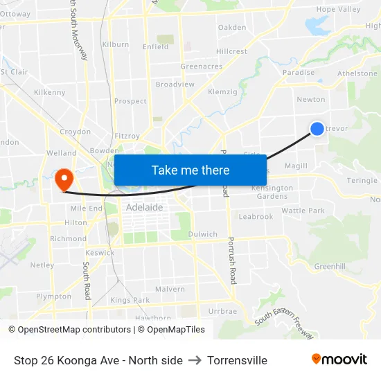 Stop 26 Koonga Ave - North side to Torrensville map