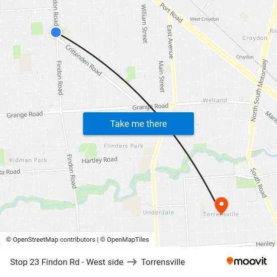 Stop 23 Findon Rd - West side to Torrensville map