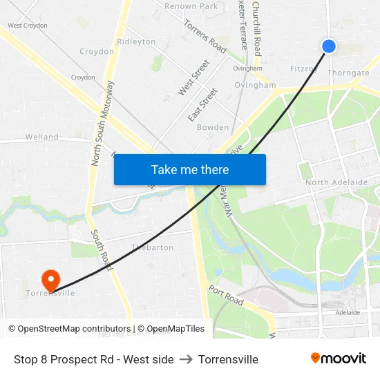 Stop 8 Prospect Rd - West side to Torrensville map