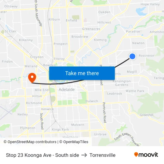 Stop 23 Koonga Ave - South side to Torrensville map