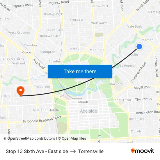 Stop 13 Sixth Ave - East side to Torrensville map