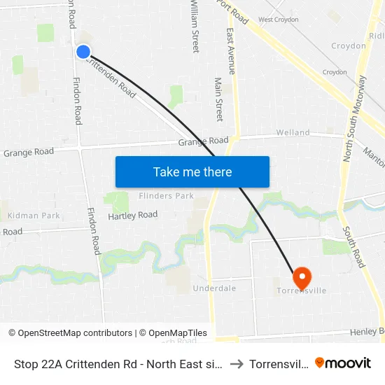 Stop 22A Crittenden Rd - North East side to Torrensville map