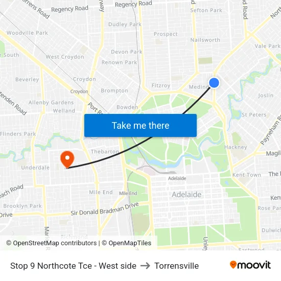Stop 9 Northcote Tce - West side to Torrensville map