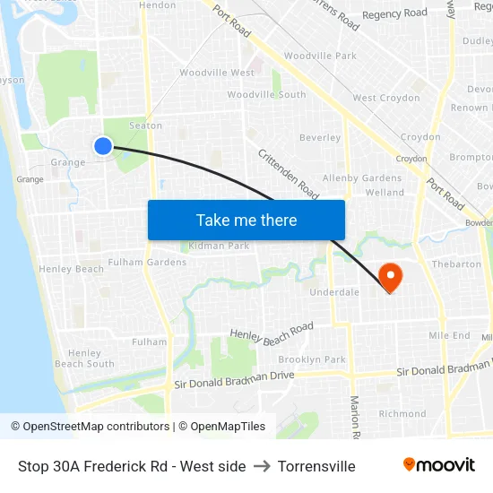 Stop 30A Frederick Rd - West side to Torrensville map