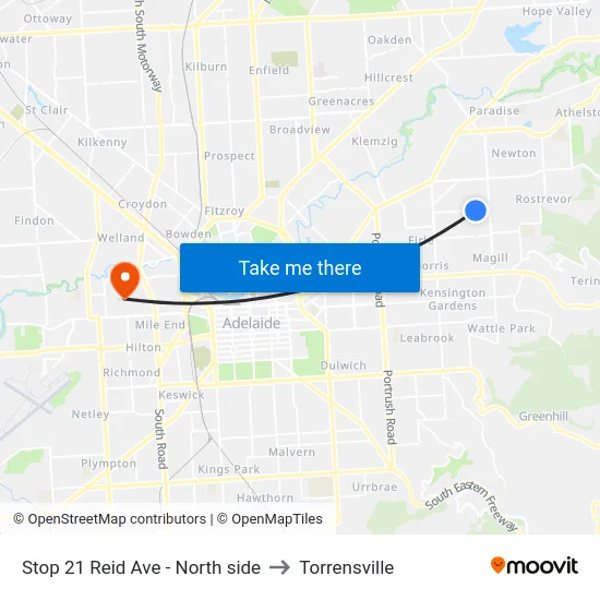 Stop 21 Reid Ave - North side to Torrensville map