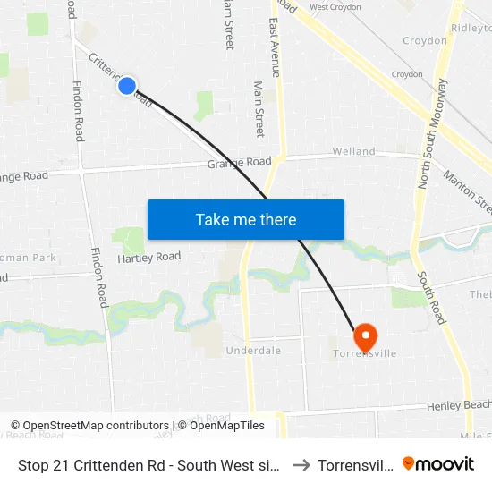 Stop 21 Crittenden Rd - South West side to Torrensville map