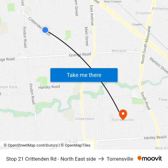 Stop 21 Crittenden Rd - North East side to Torrensville map